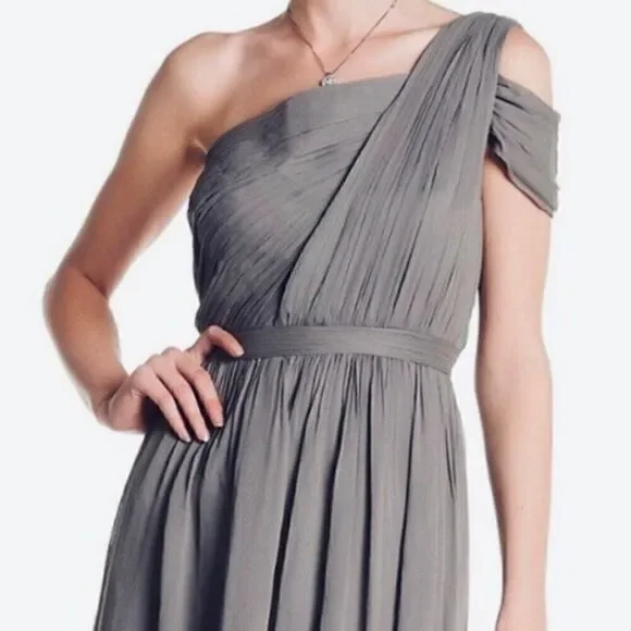 J. CREW Long Silk Chiffon Dress in Gray